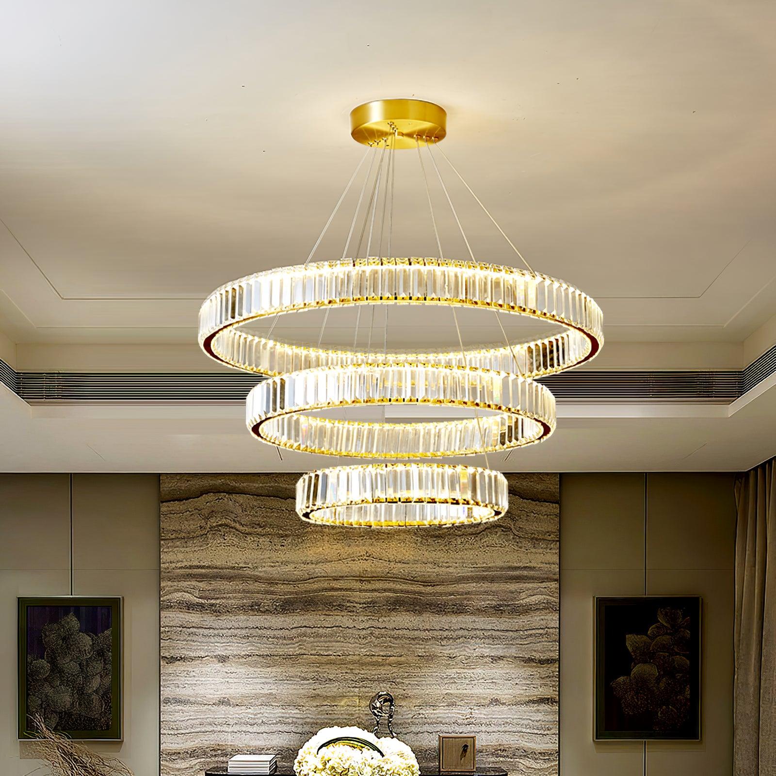 Lustra Chandelier Gold Crystal Ring-Neutral Decor