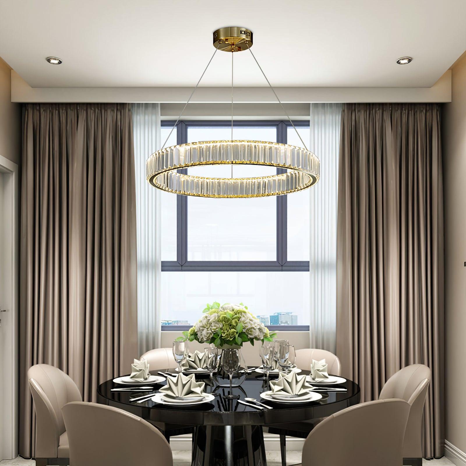 Lustra Chandelier Gold Crystal Ring-Neutral Decor