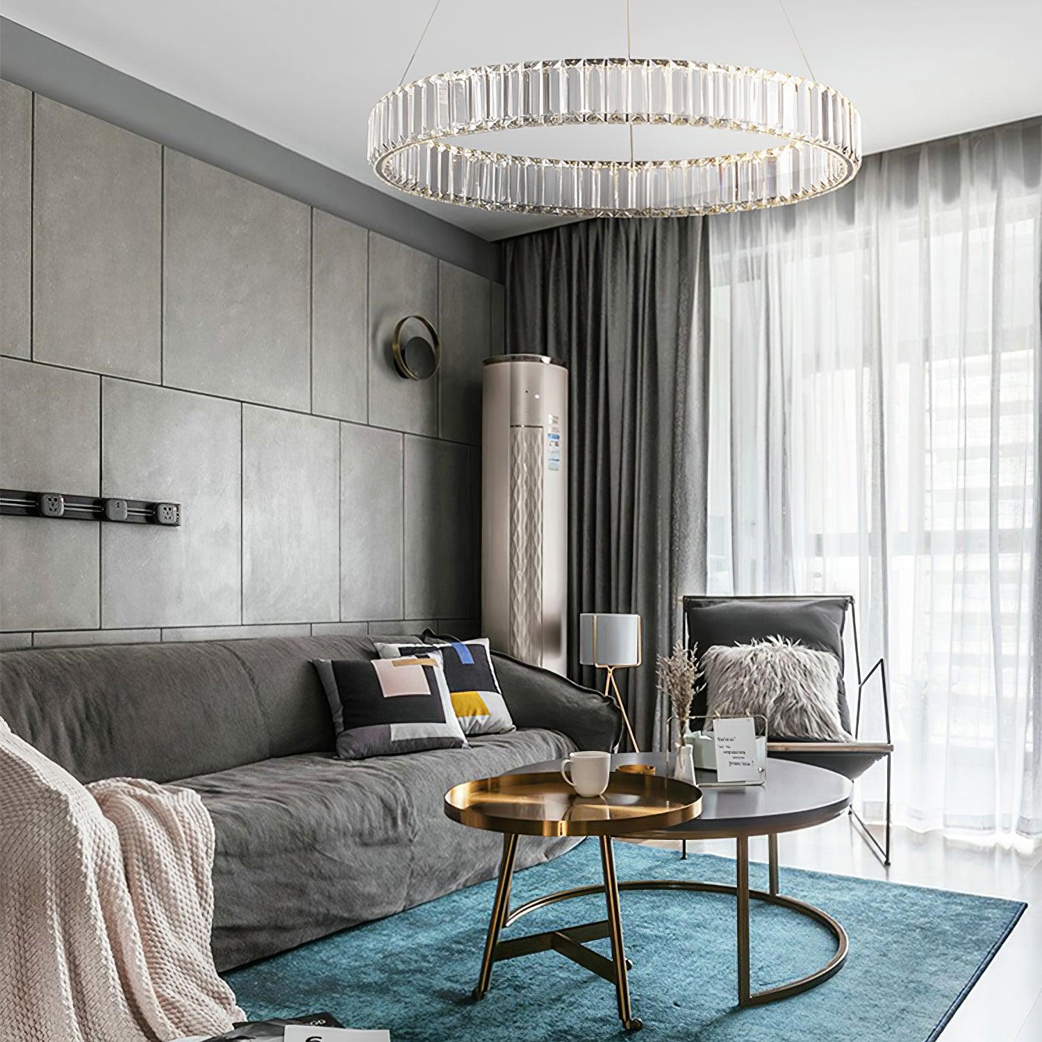 Lustra Chandelier Gold Crystal Ring-Neutral Decor