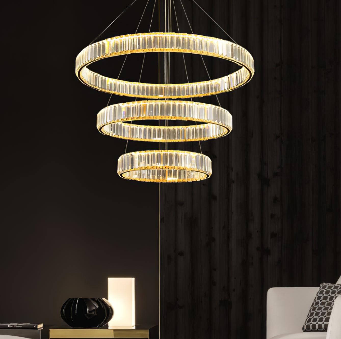 Lustra Chandelier Gold Crystal Ring-Neutral Decor
