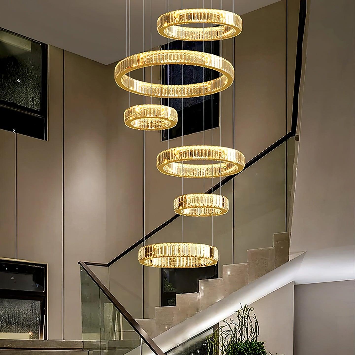 Lustra Chandelier Gold Crystal Ring-Neutral Decor