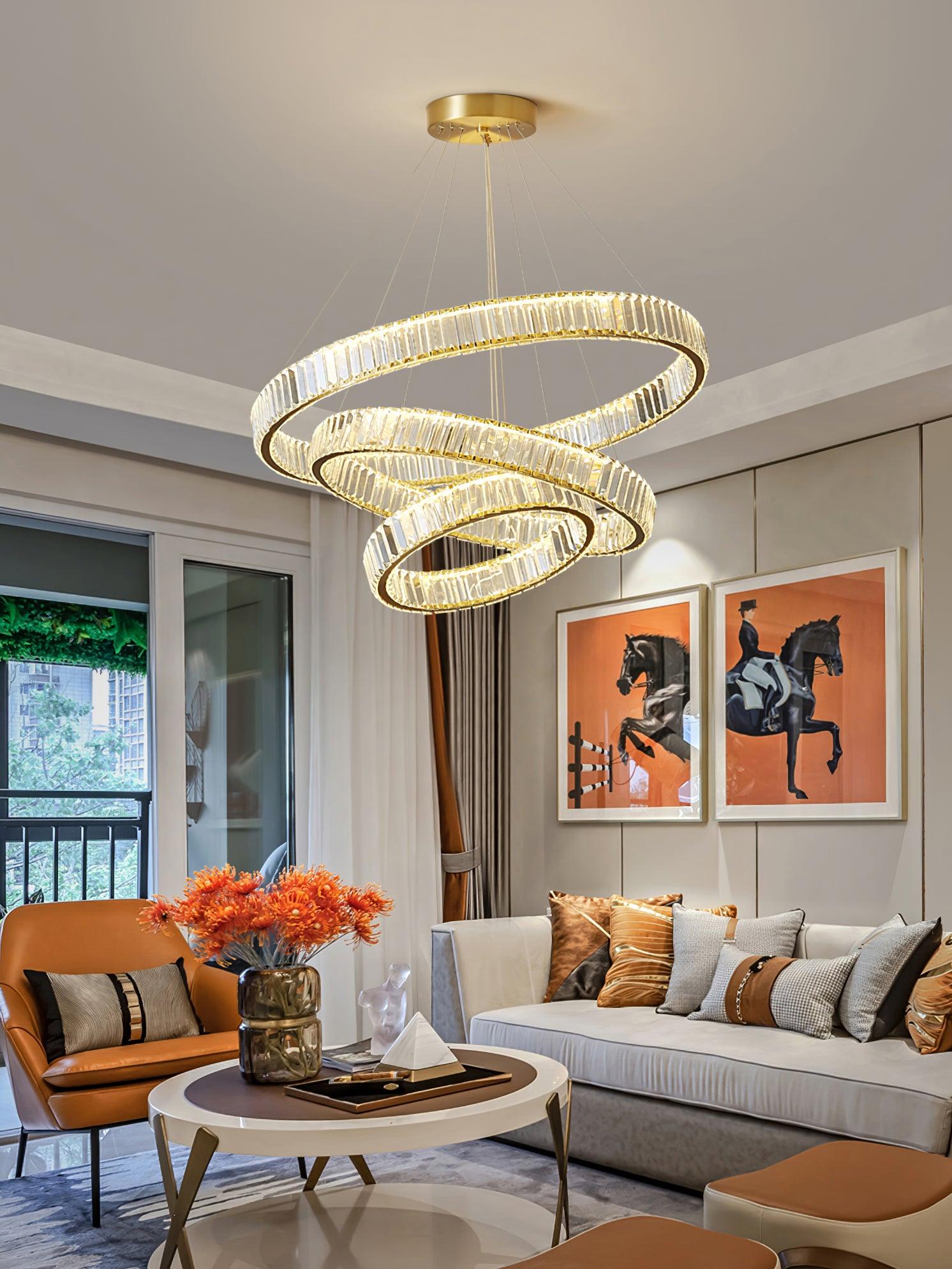 Lustra Chandelier Gold Crystal Ring-Neutral Decor
