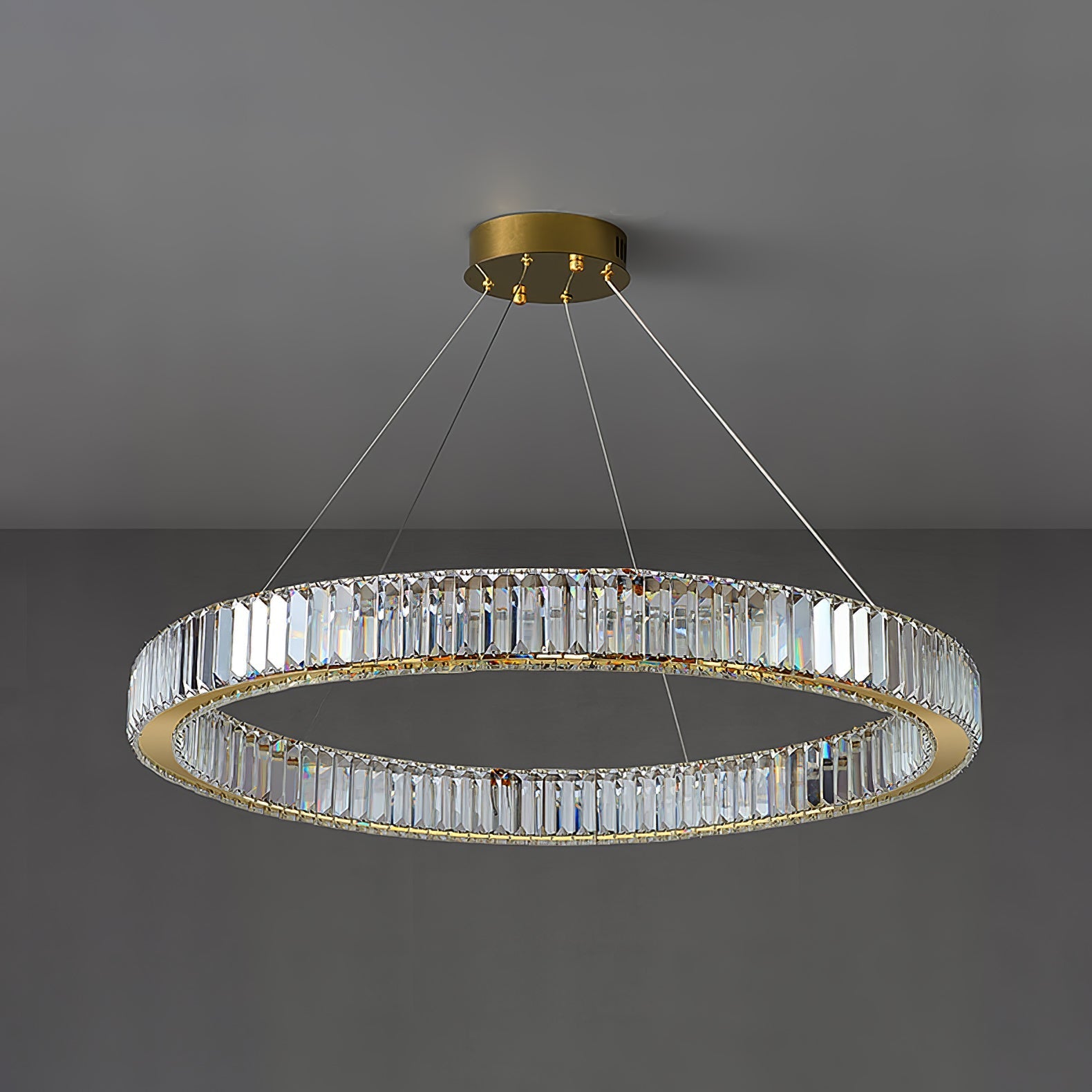 Lustra Chandelier Gold Crystal Ring-Neutral Decor