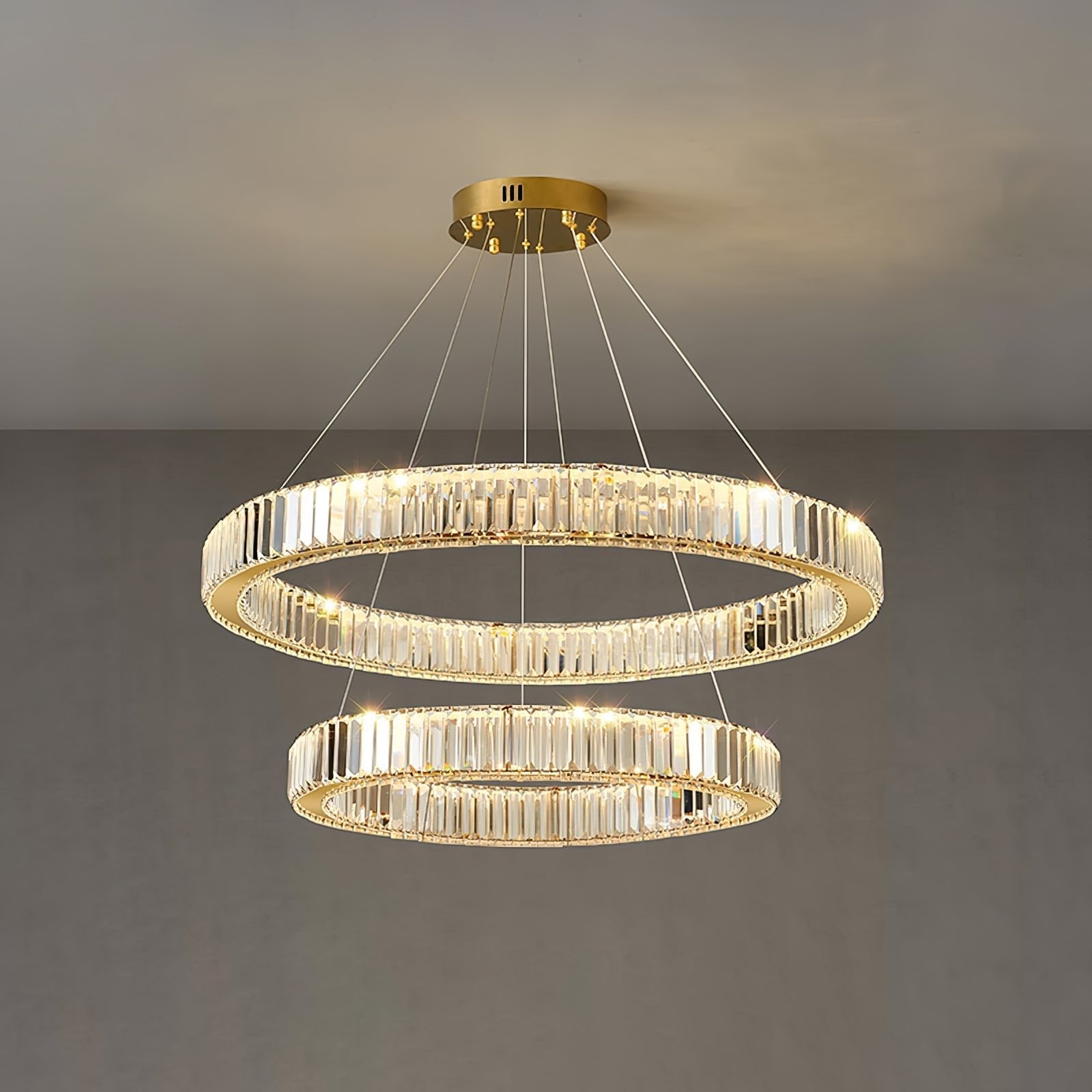 Lustra Chandelier Gold Crystal Ring-Neutral Decor