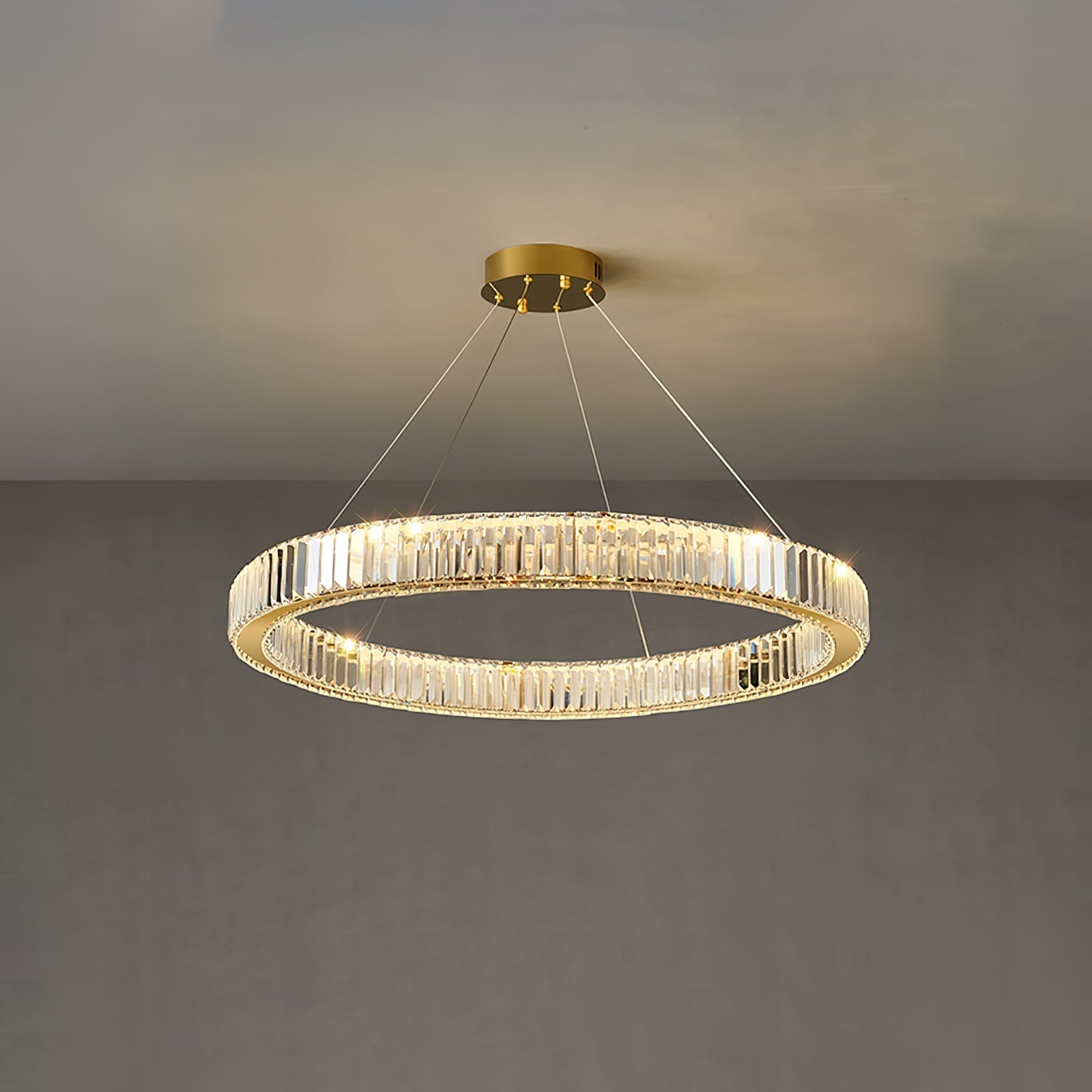 Lustra Chandelier Gold Crystal Ring-Neutral Decor