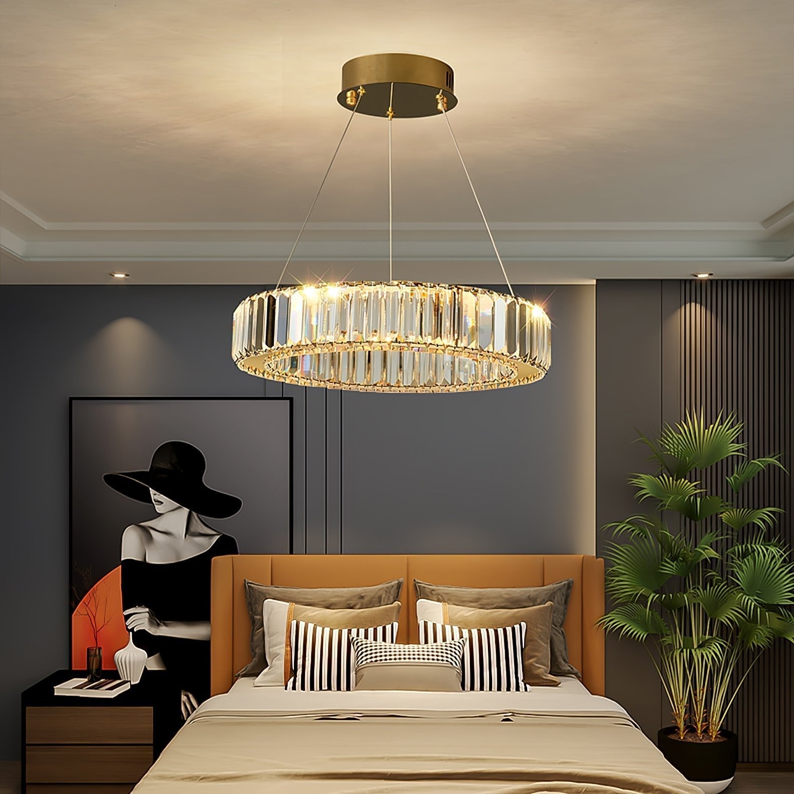 Lustra Chandelier Gold Crystal Ring-Neutral Decor