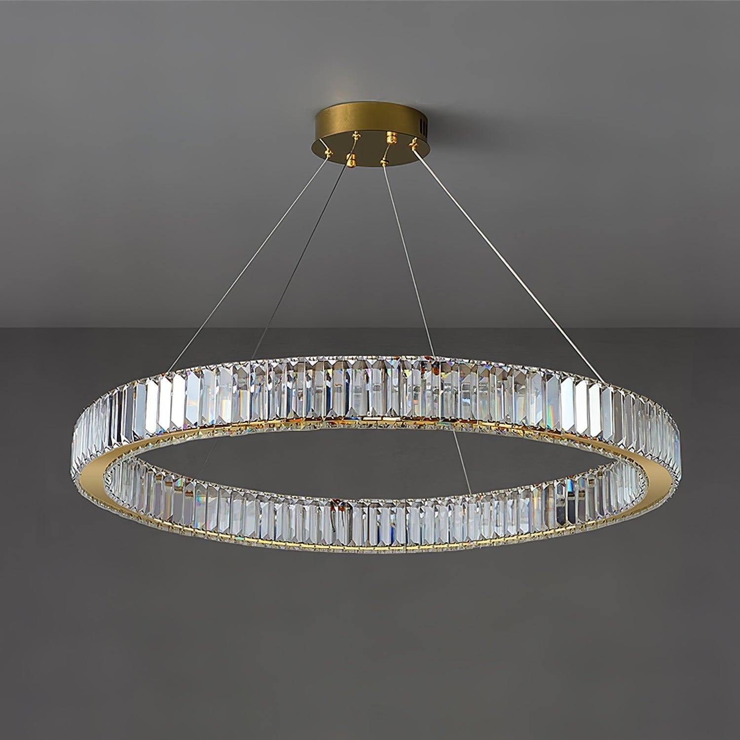 Lustra Chandelier Gold Crystal Ring-Neutral Decor