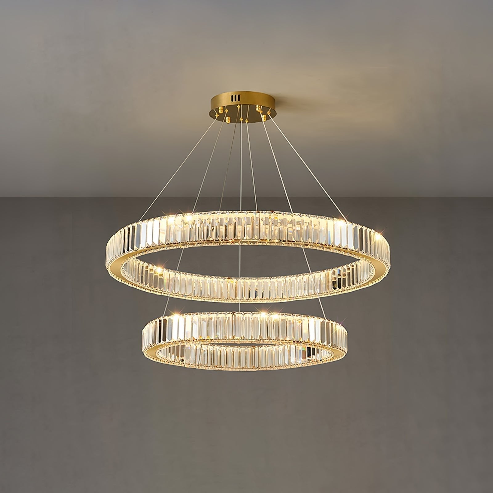 Lustra Chandelier Gold Crystal Ring-Neutral Decor