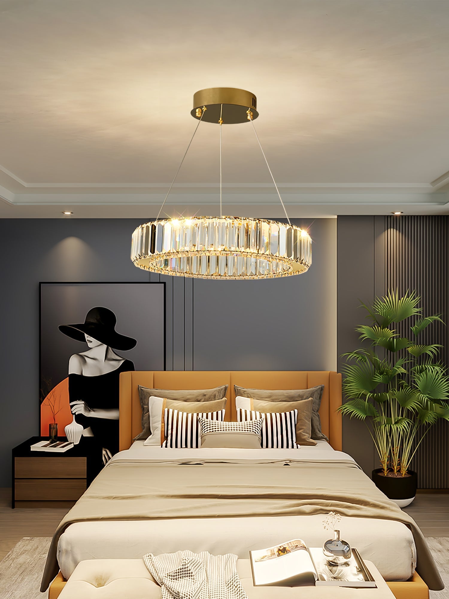 Lustra Chandelier Gold Crystal Ring-Neutral Decor