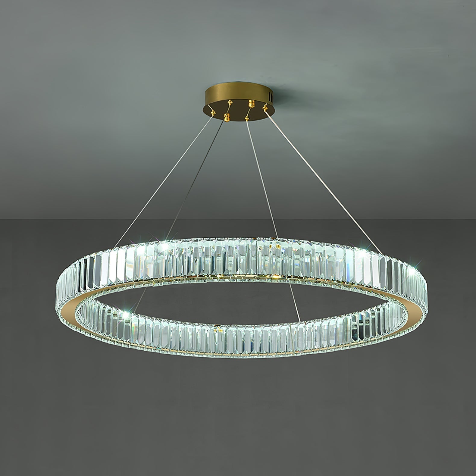 Lustra Chandelier Gold Crystal Ring-Neutral Decor