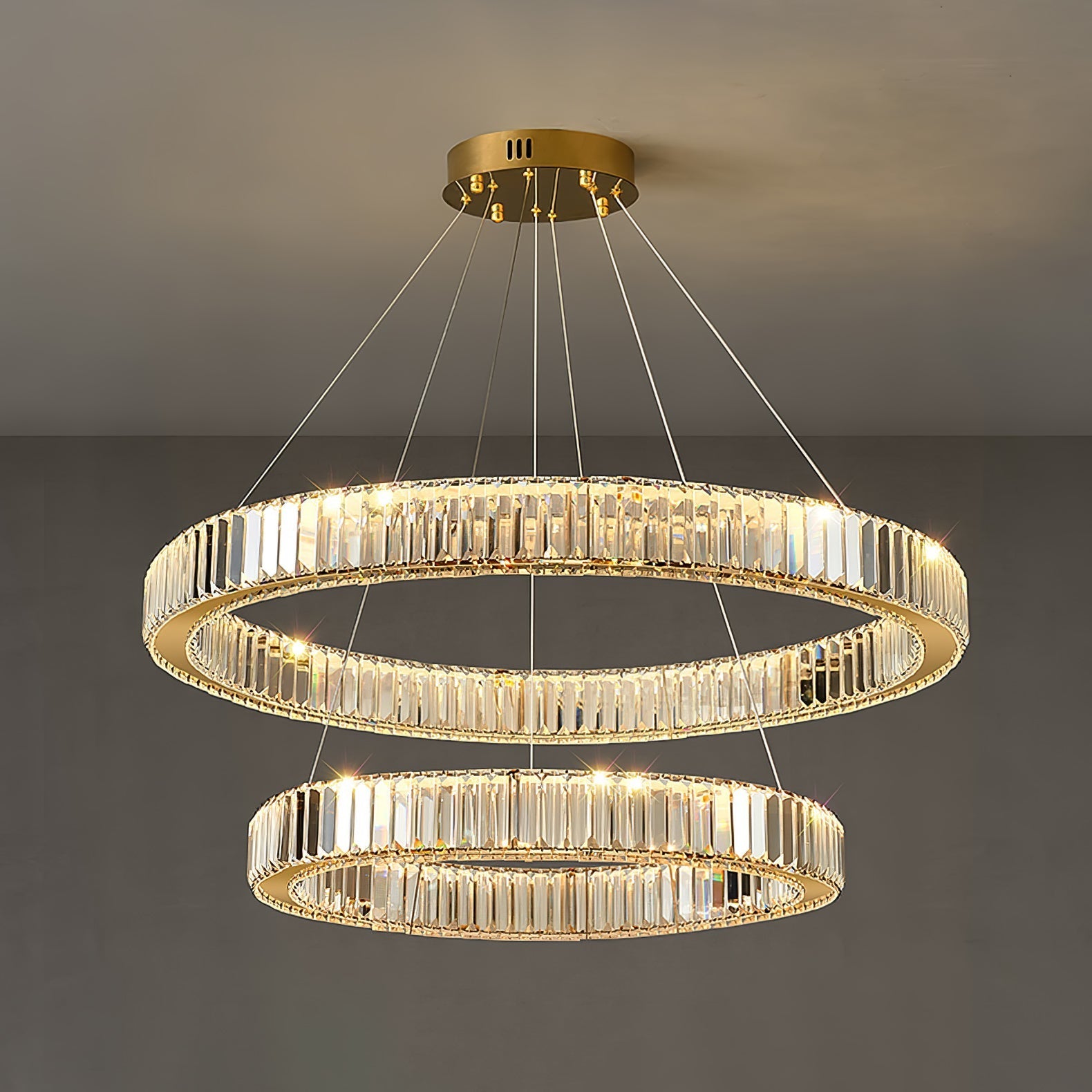 Lustra Chandelier Gold Crystal Ring-Neutral Decor