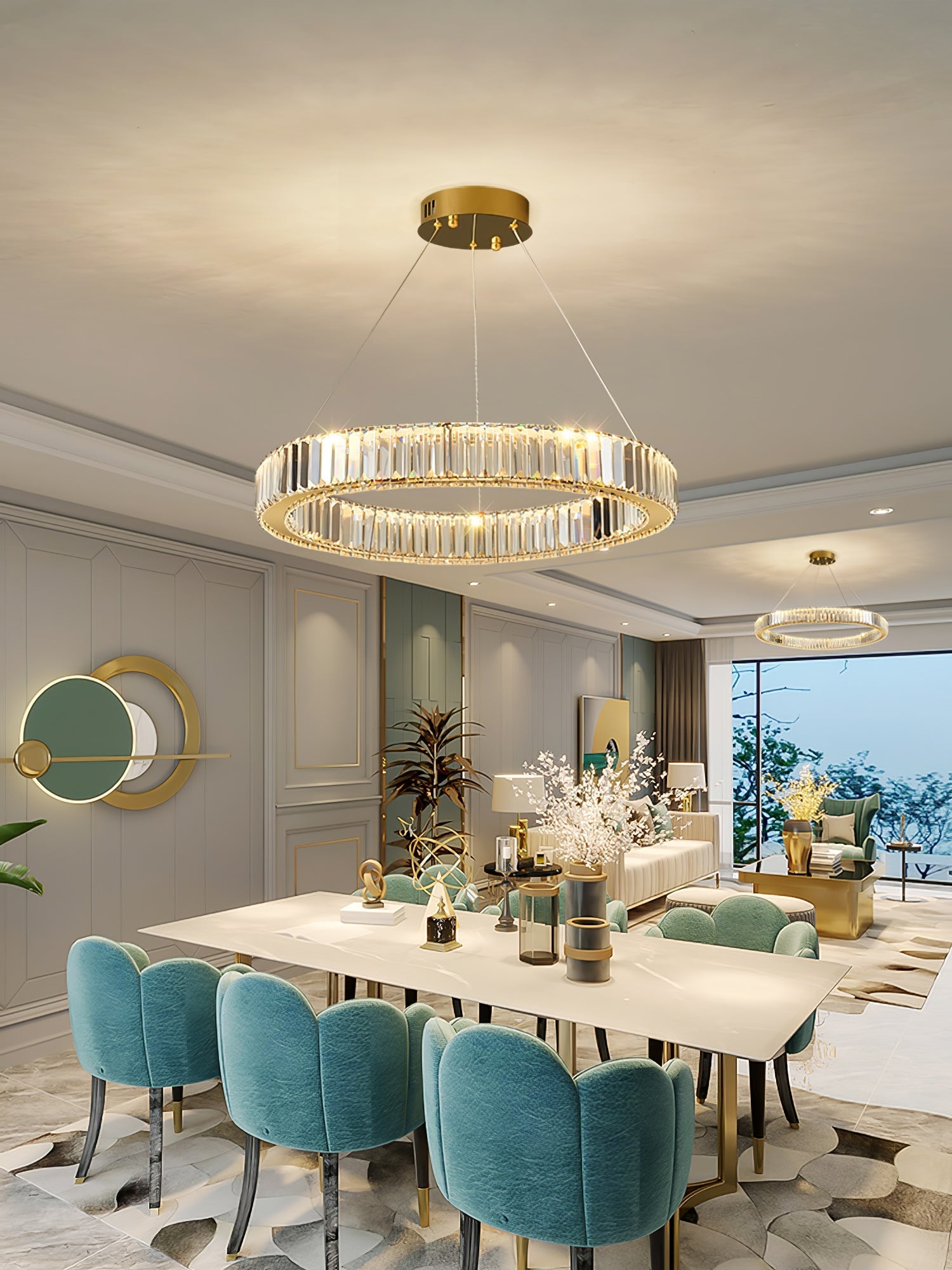 Lustra Chandelier Gold Crystal Ring-Neutral Decor