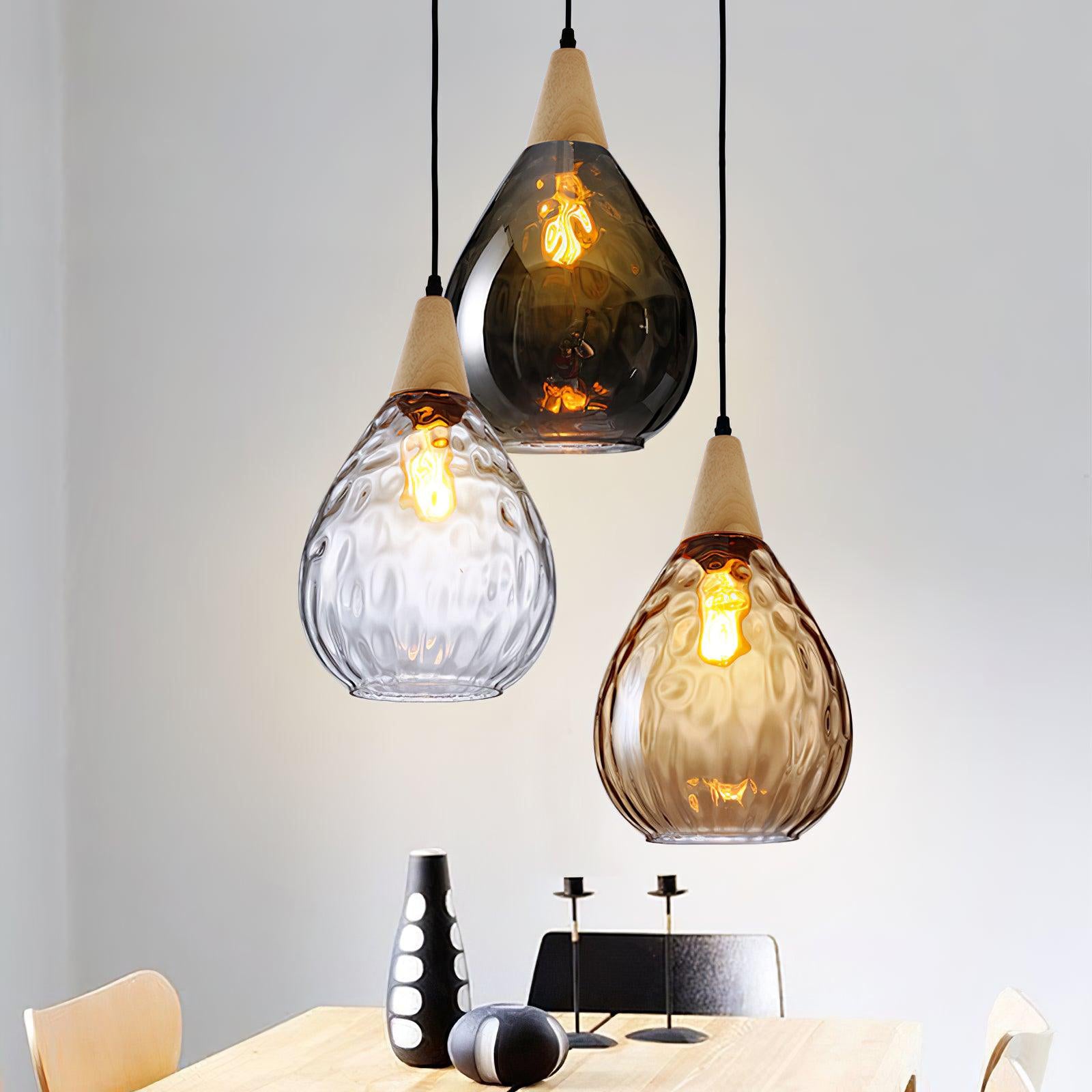 Cora Pendant Lamp Clear Glass Wood Nordic Modern-Neutral Decor