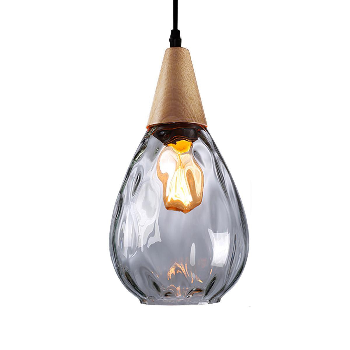 Cora Pendant Lamp Clear Glass Wood Nordic Modern-Neutral Decor