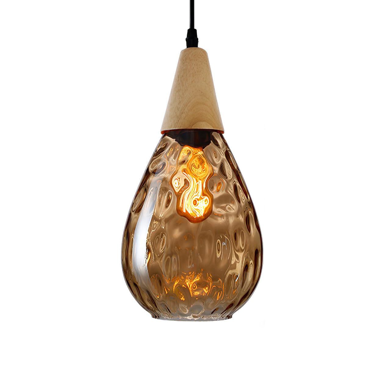 Cora Pendant Lamp Clear Glass Wood Nordic Modern-Neutral Decor