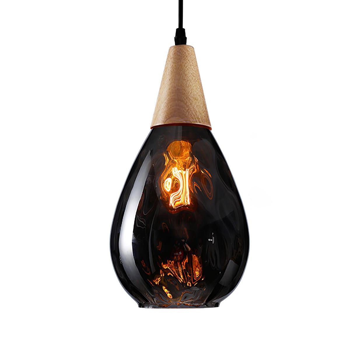 Cora Pendant Lamp Clear Glass Wood Nordic Modern-Neutral Decor