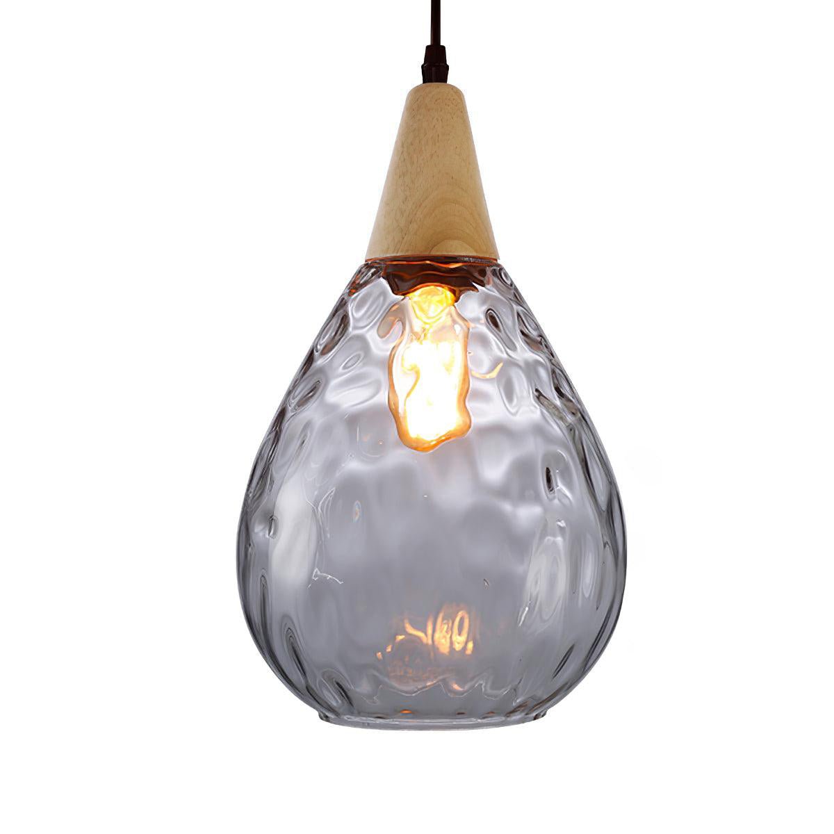 Cora Pendant Lamp Clear Glass Wood Nordic Modern-Neutral Decor