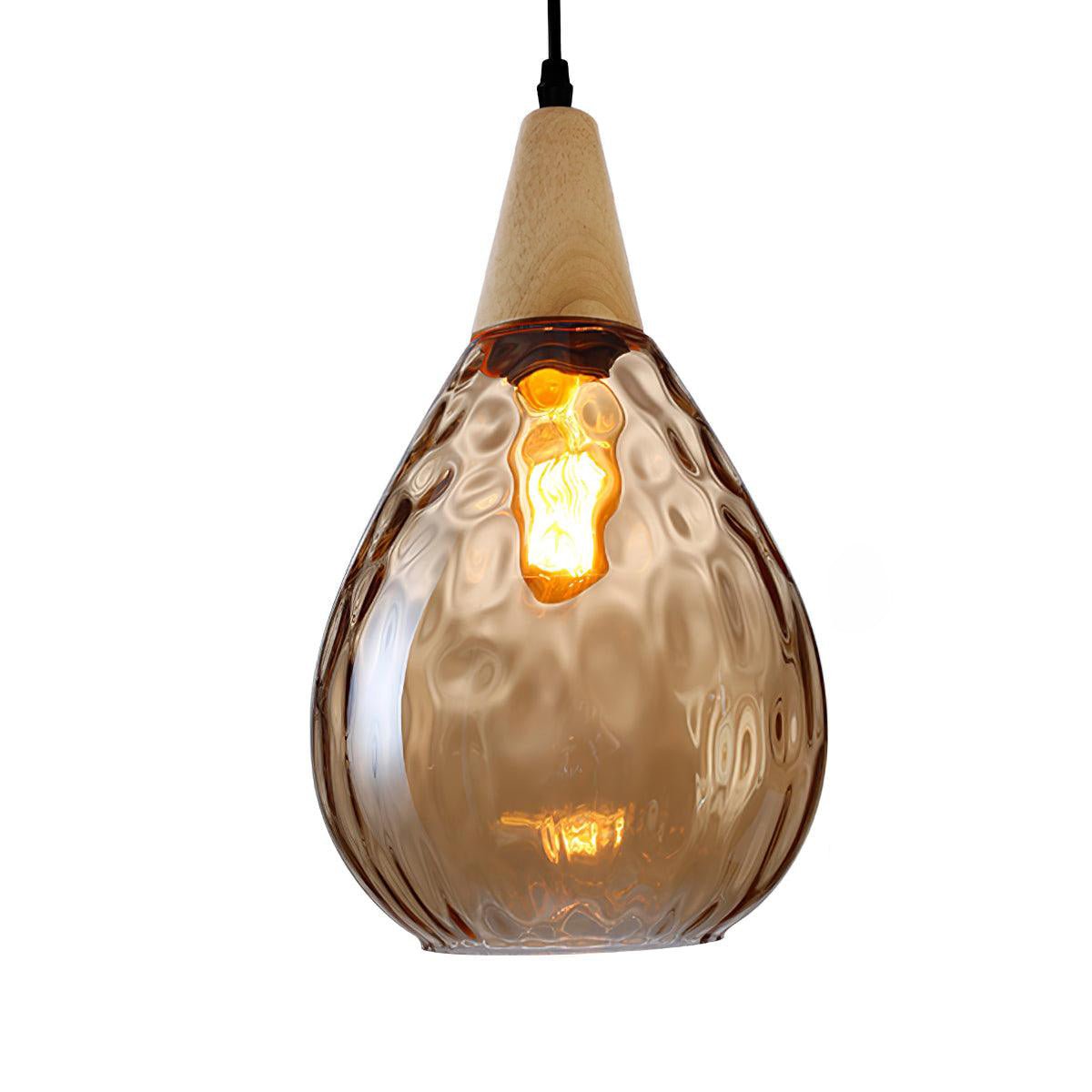 Cora Pendant Lamp Clear Glass Wood Nordic Modern-Neutral Decor