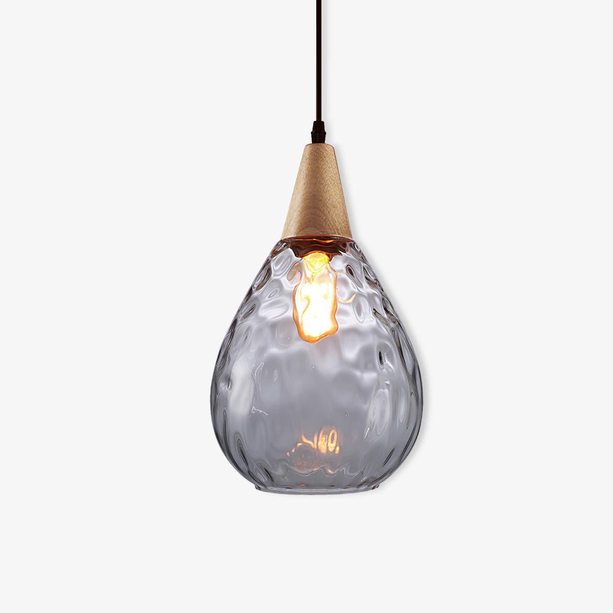 Cora Pendant Lamp Clear Glass Wood Nordic Modern-Neutral Decor