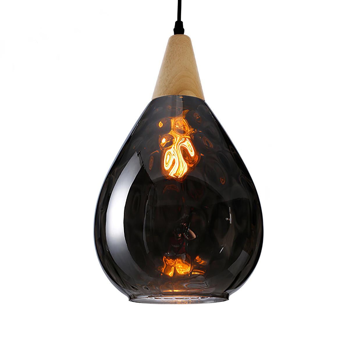 Cora Pendant Lamp Clear Glass Wood Nordic Modern-Neutral Decor