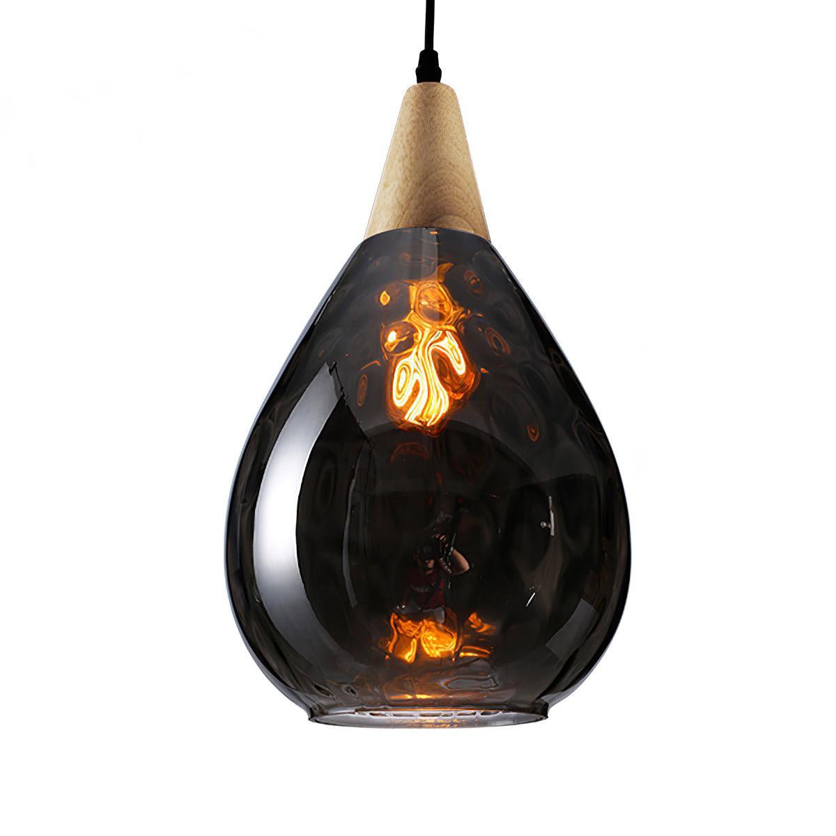 Cora Pendant Lamp Clear Glass Wood Nordic Modern-Neutral Decor
