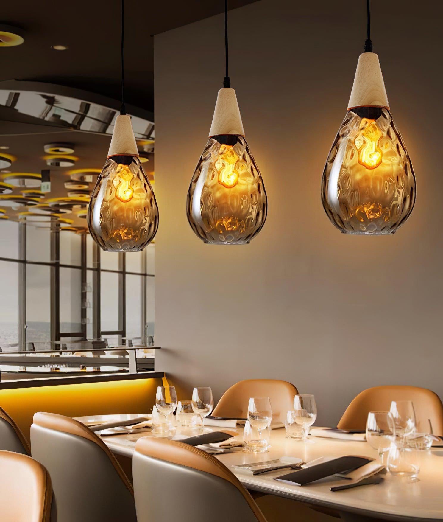 Cora Pendant Lamp Clear Glass Wood Nordic Modern-Neutral Decor