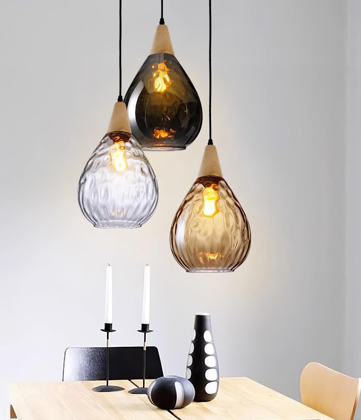 Cora Pendant Lamp Clear Glass Wood Nordic Modern-Neutral Decor