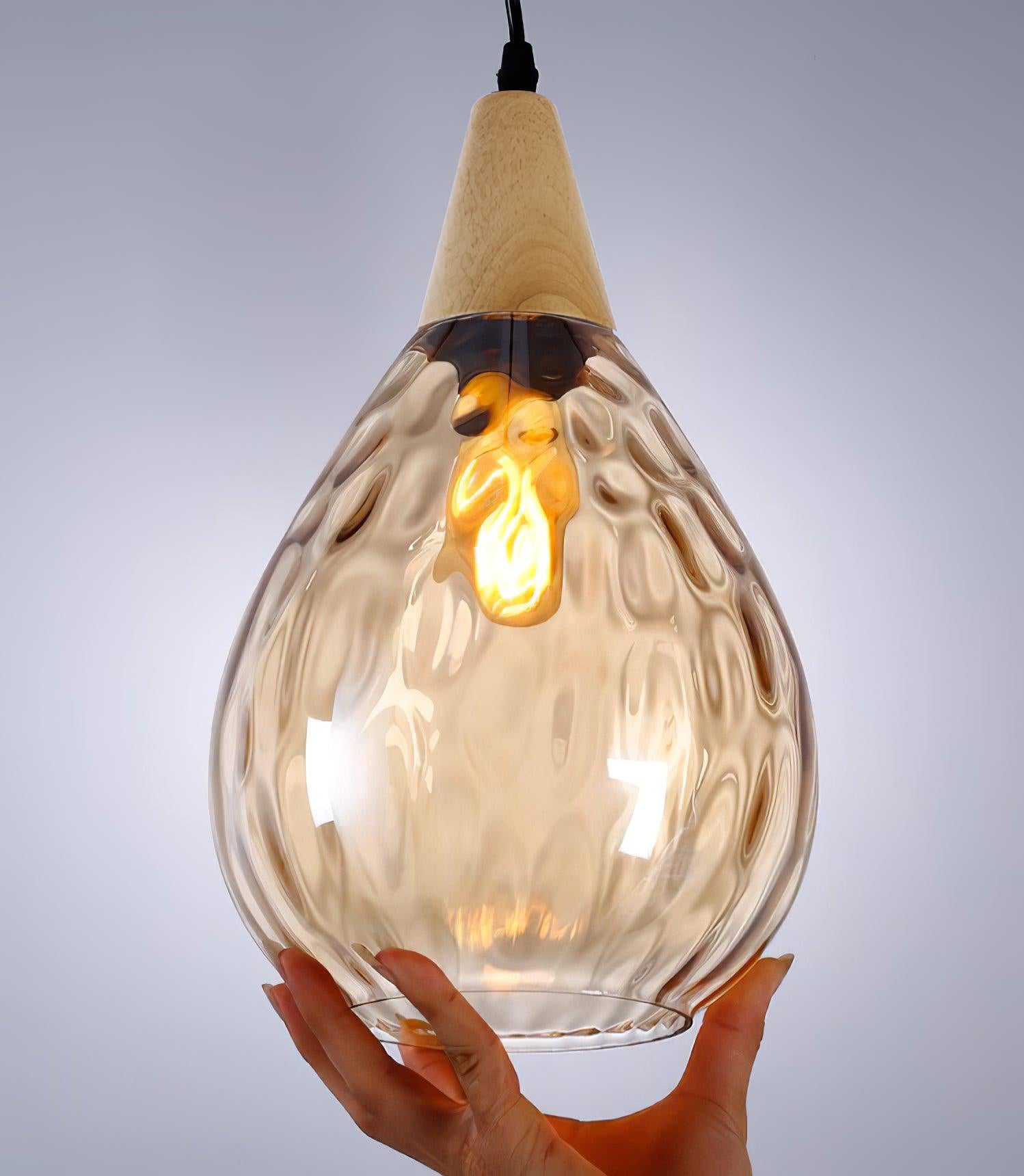Cora Pendant Lamp Clear Glass Wood Nordic Modern-Neutral Decor