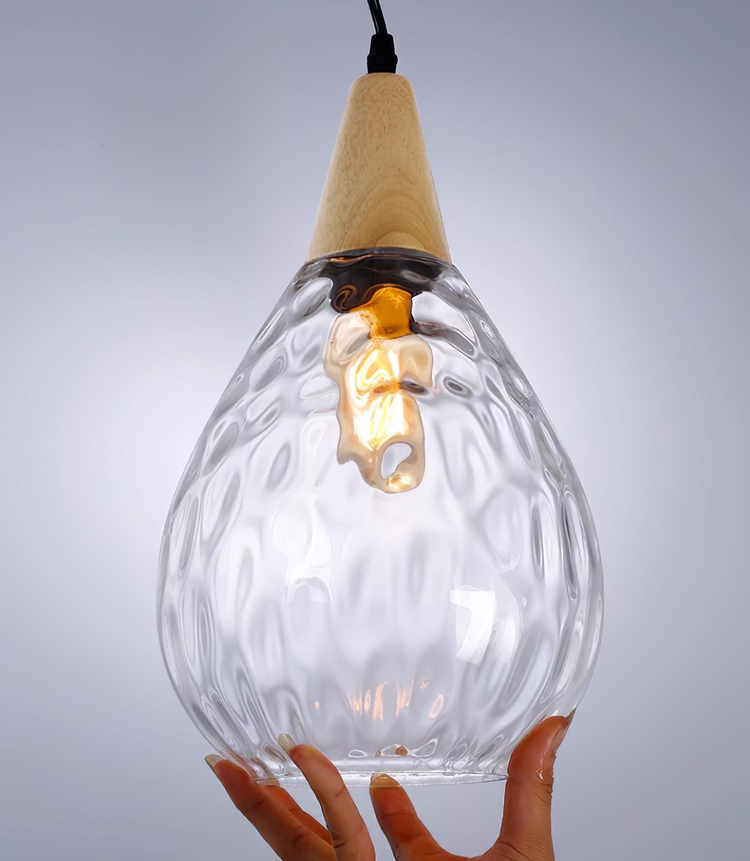 Cora Pendant Lamp Clear Glass Wood Nordic Modern-Neutral Decor