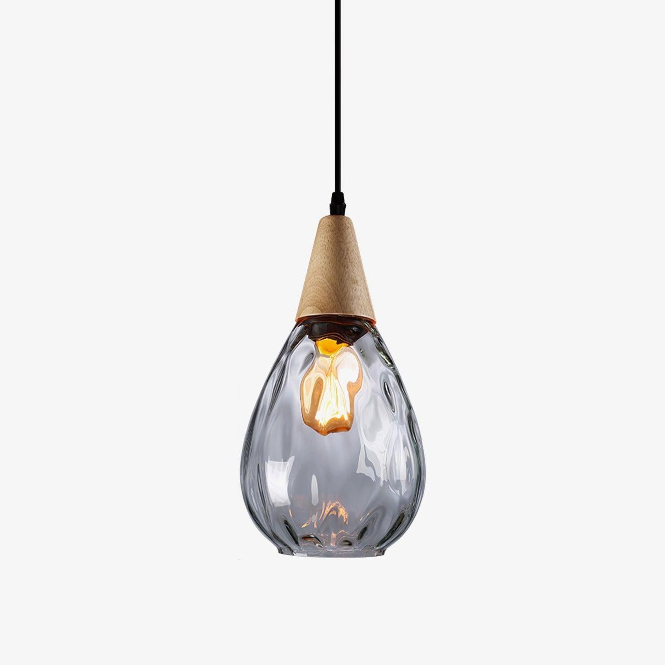 Cora Pendant Lamp Clear Glass Wood Nordic Modern-Neutral Decor