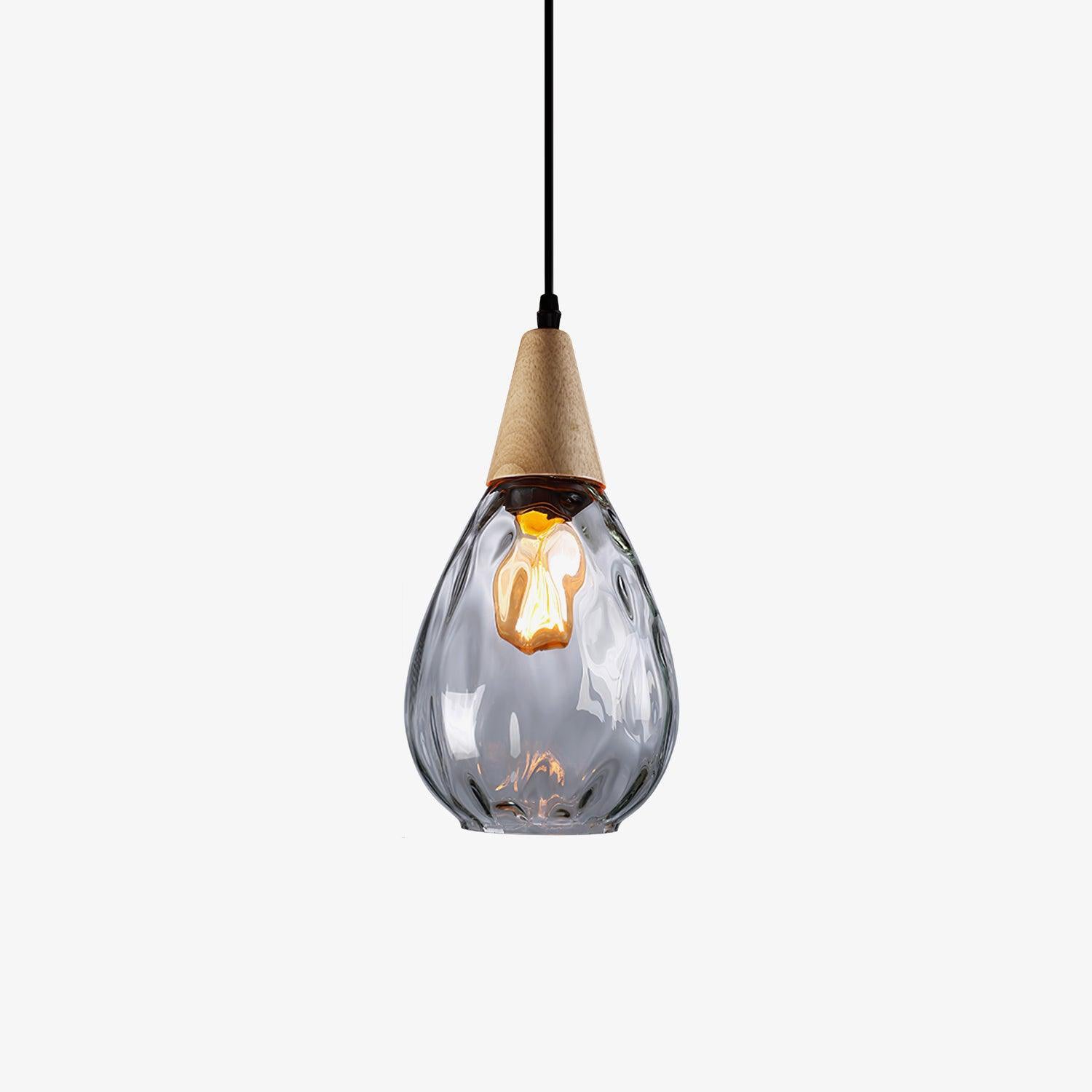 Cora Pendant Lamp Clear Glass Wood Nordic Modern-Neutral Decor