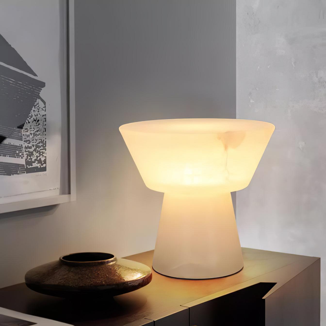 Ane Pedestal Alabaster Table Lamp-Neutral Decor