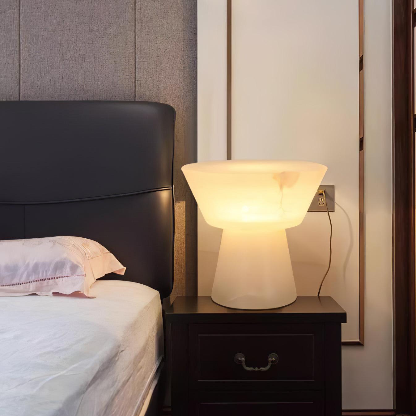 Ane Pedestal Alabaster Table Lamp-Neutral Decor