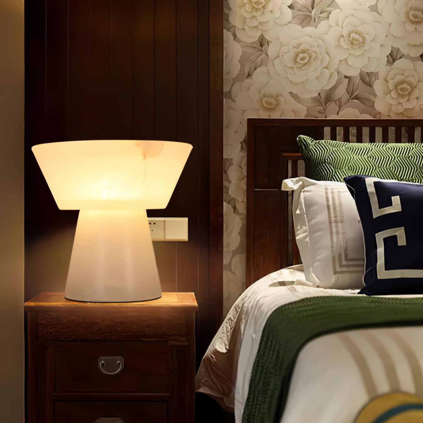 Ane Pedestal Alabaster Table Lamp-Neutral Decor