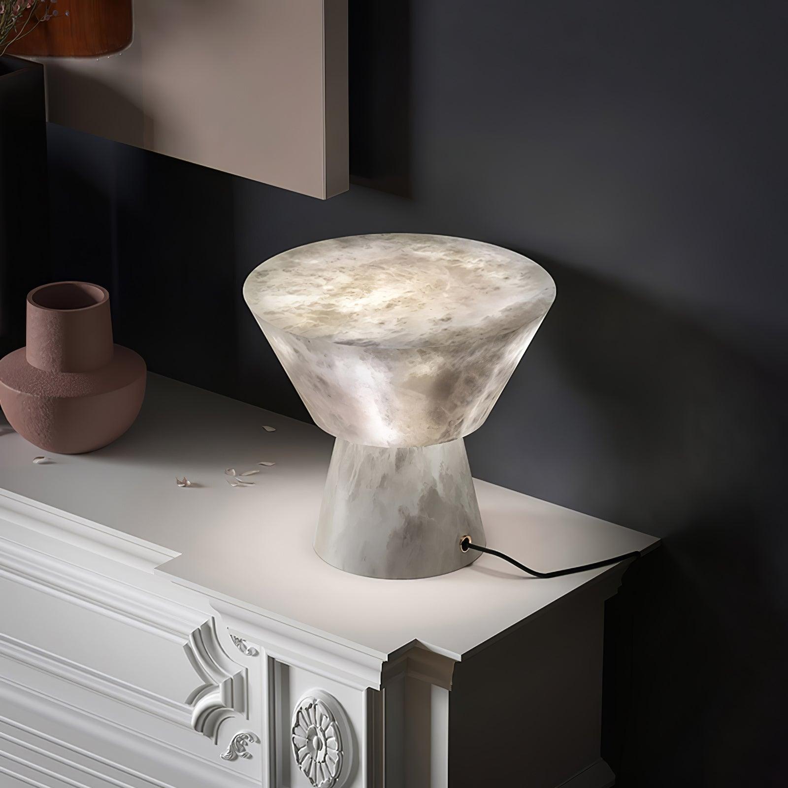 Ane Pedestal Alabaster Table Lamp-Neutral Decor