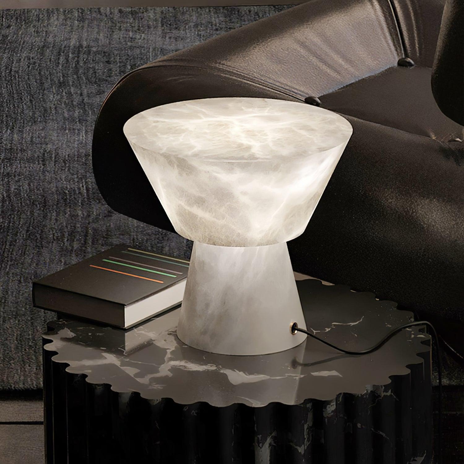 Ane Pedestal Alabaster Table Lamp-Neutral Decor