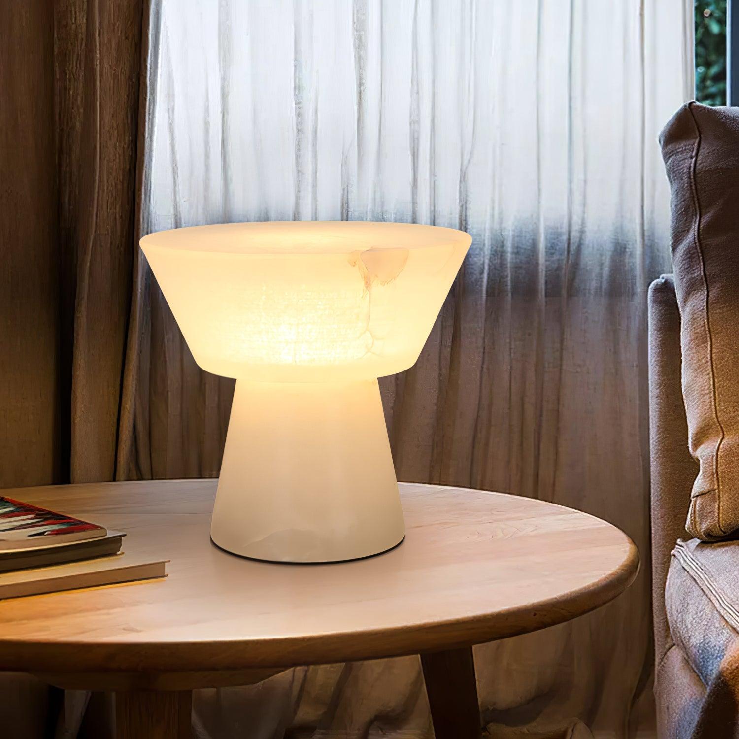 Ane Pedestal Alabaster Table Lamp-Neutral Decor
