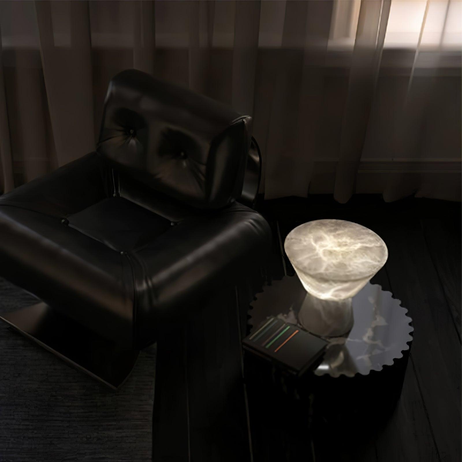 Ane Pedestal Alabaster Table Lamp-Neutral Decor