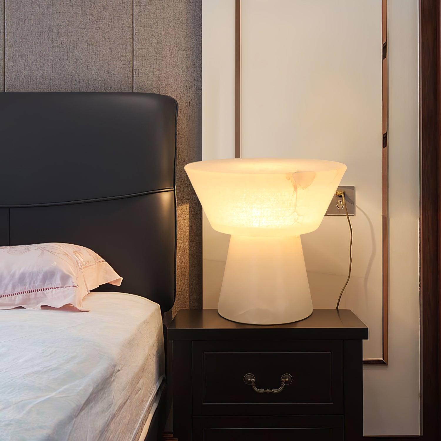 Ane Pedestal Alabaster Table Lamp-Neutral Decor