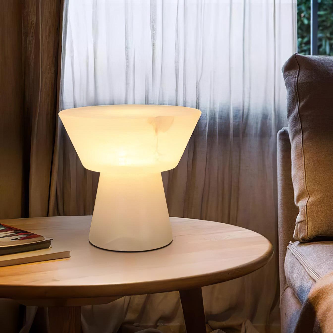 Ane Pedestal Alabaster Table Lamp-Neutral Decor