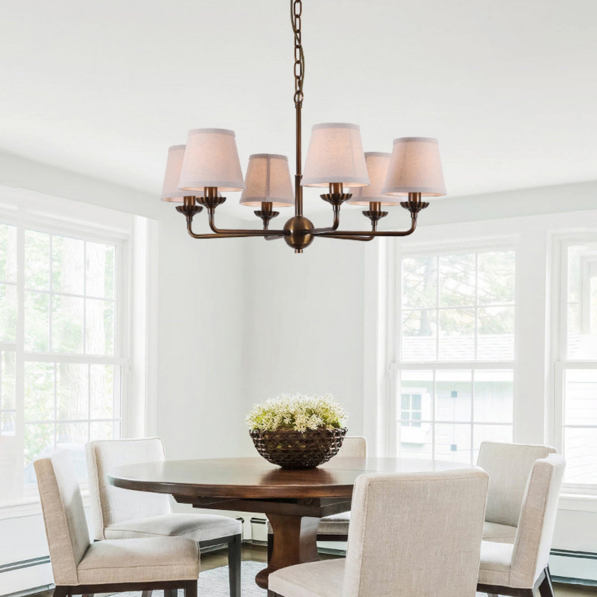 Zenor Vintage Industrial Fabric Chandelier-Neutral Decor