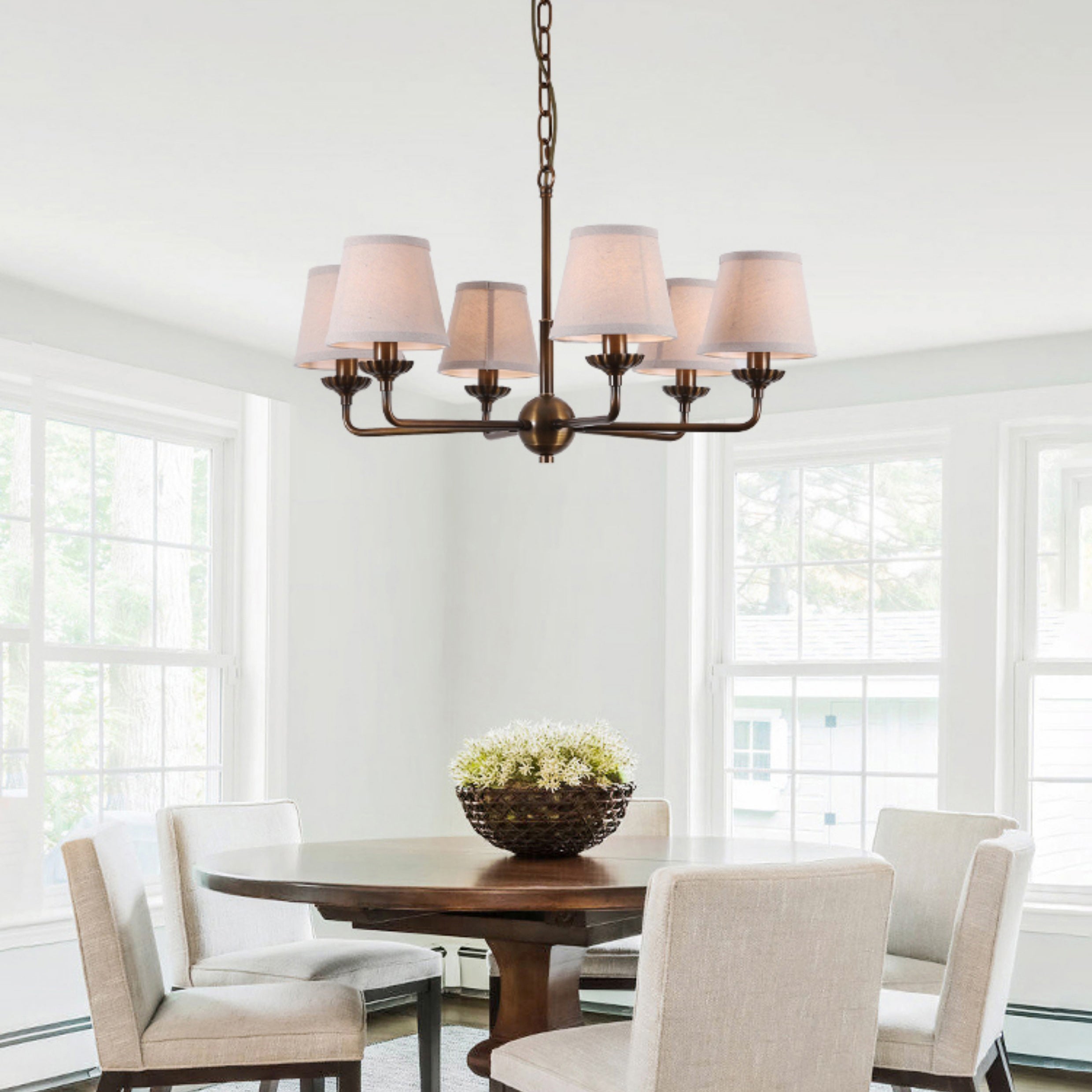 Zenor Vintage Industrial Fabric Chandelier-Neutral Decor