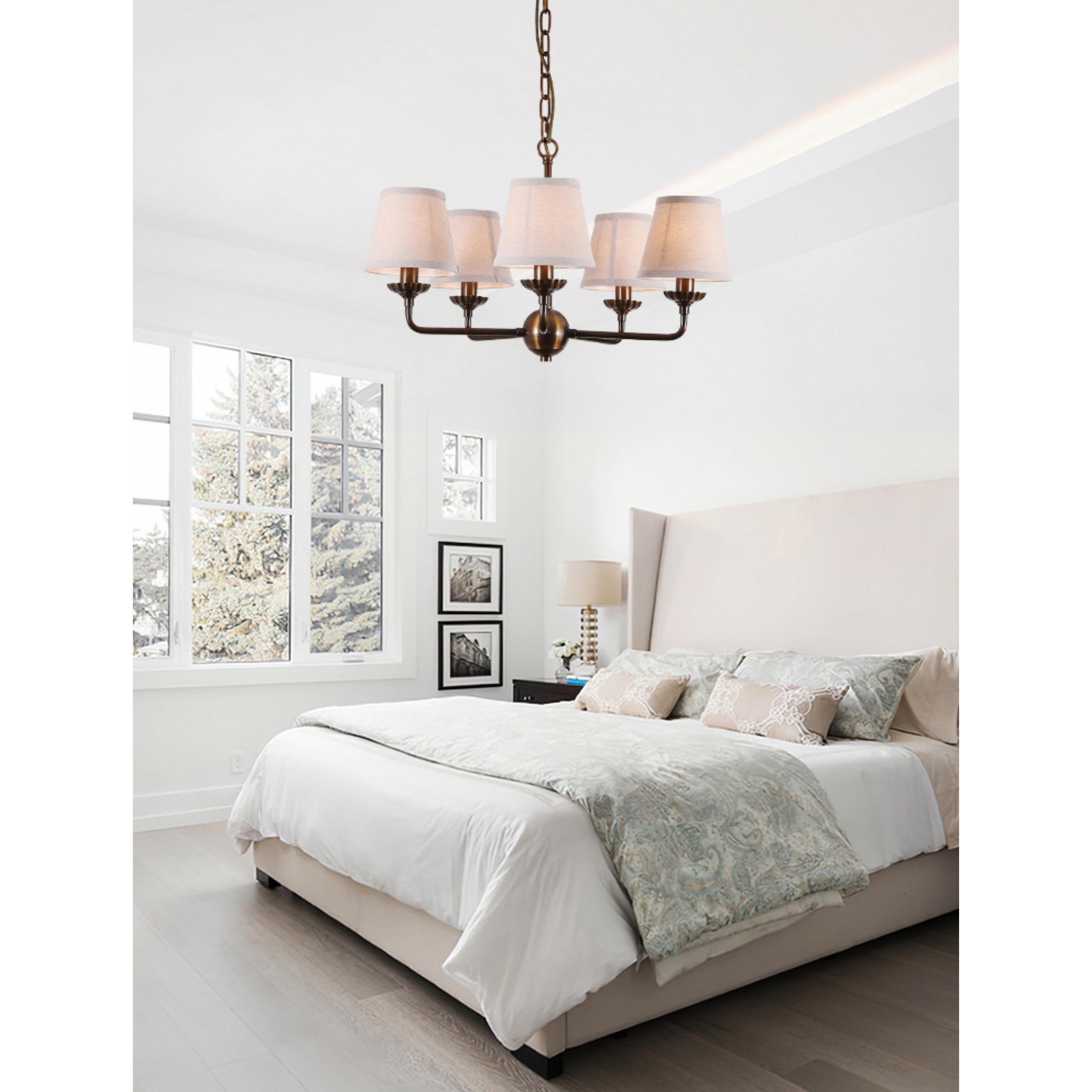 Zenor Vintage Industrial Fabric Chandelier-Neutral Decor