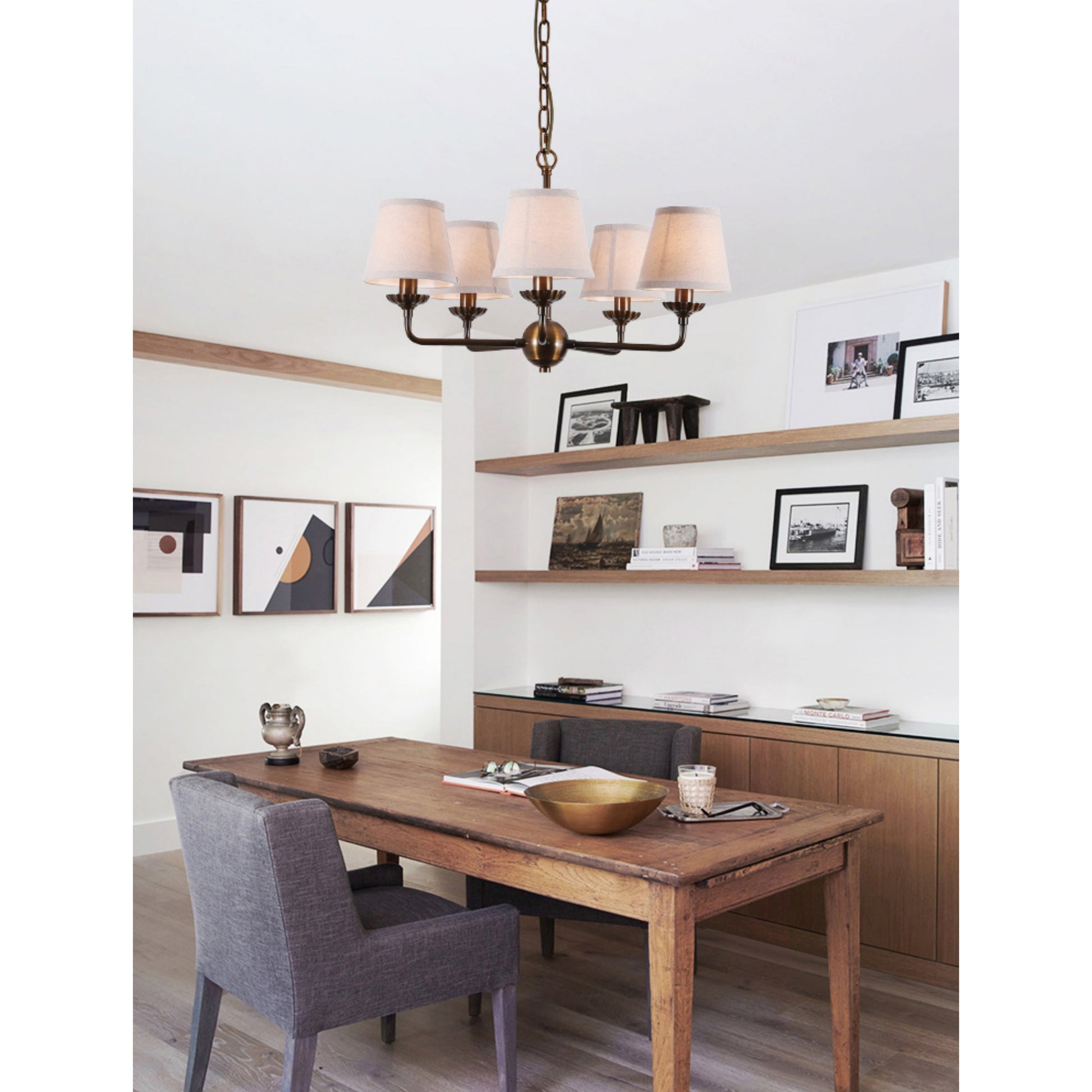 Zenor Vintage Industrial Fabric Chandelier-Neutral Decor
