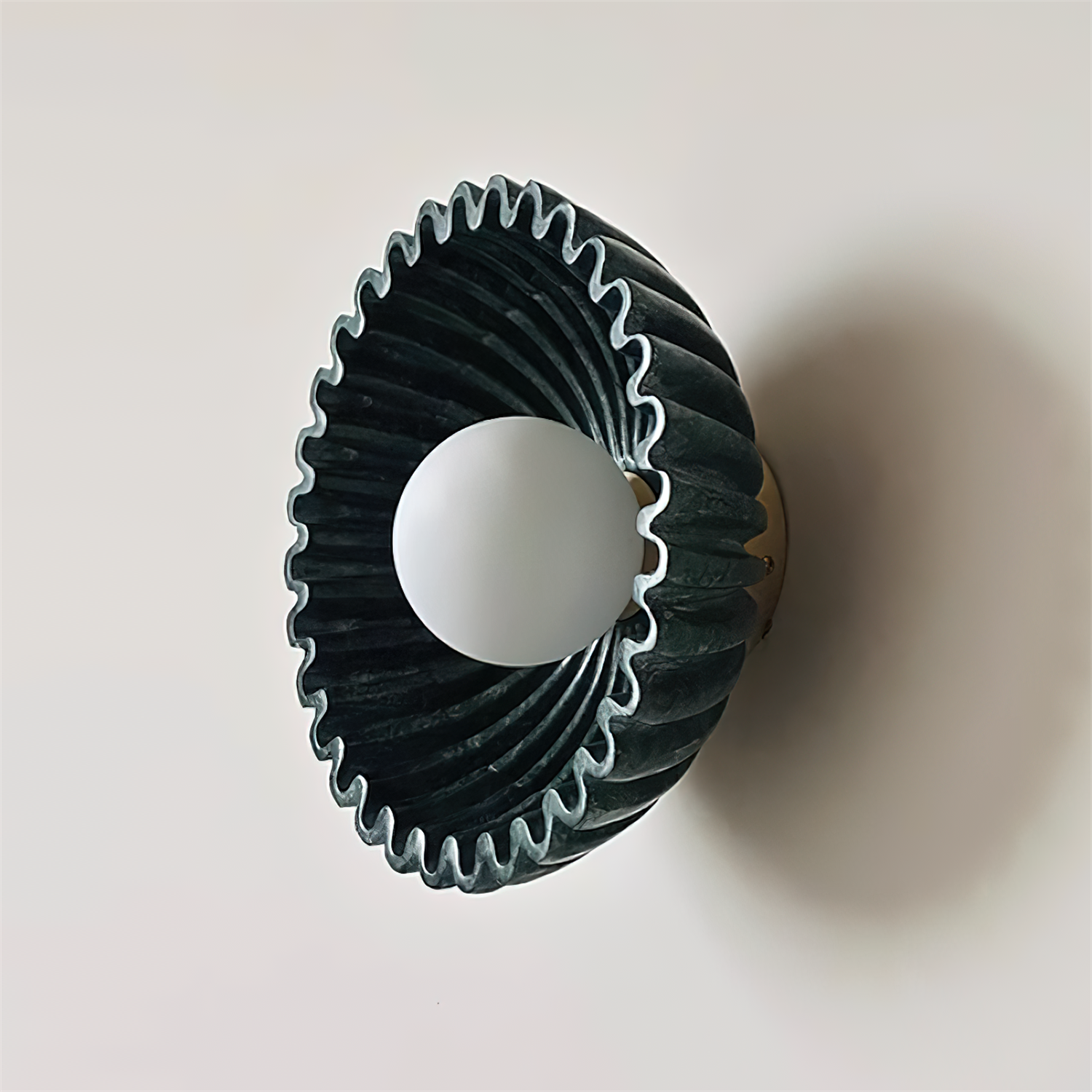 Wall Lamp Ceramics and Glass Dark Green White Black Beige Sculptural