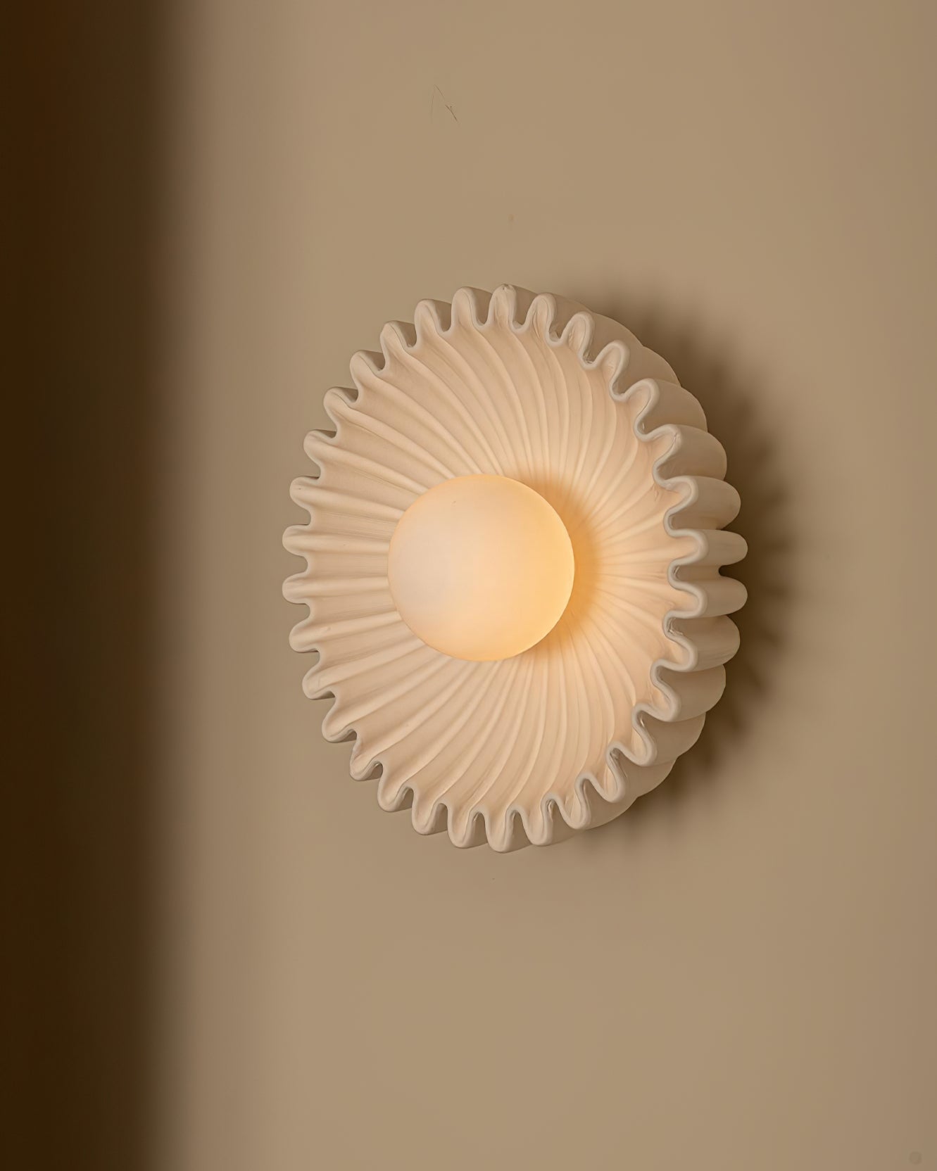 Wall Lamp Ceramics and Glass Dark Green White Black Beige Sculptural