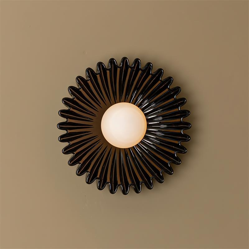 Wall Lamp Ceramics and Glass Dark Green White Black Beige Sculptural