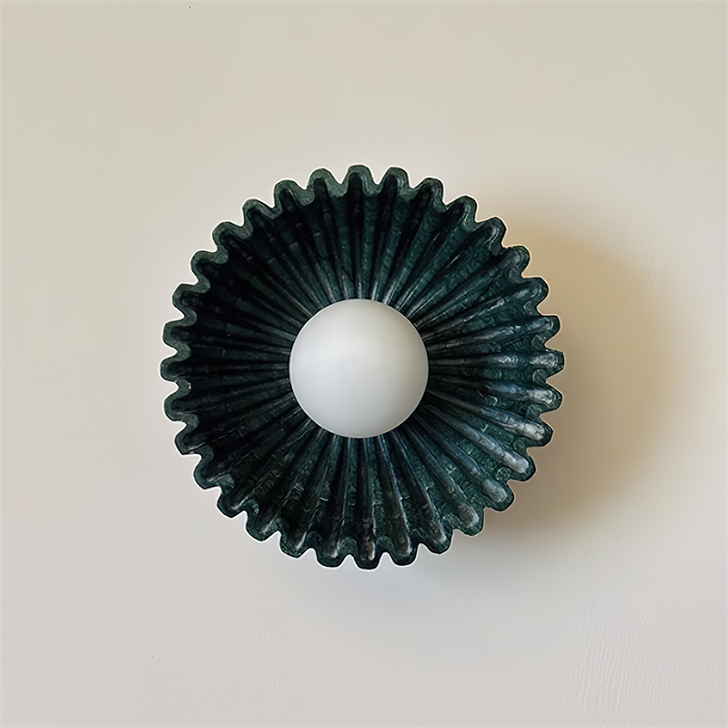 Wall Lamp Ceramics and Glass Dark Green White Black Beige Sculptural