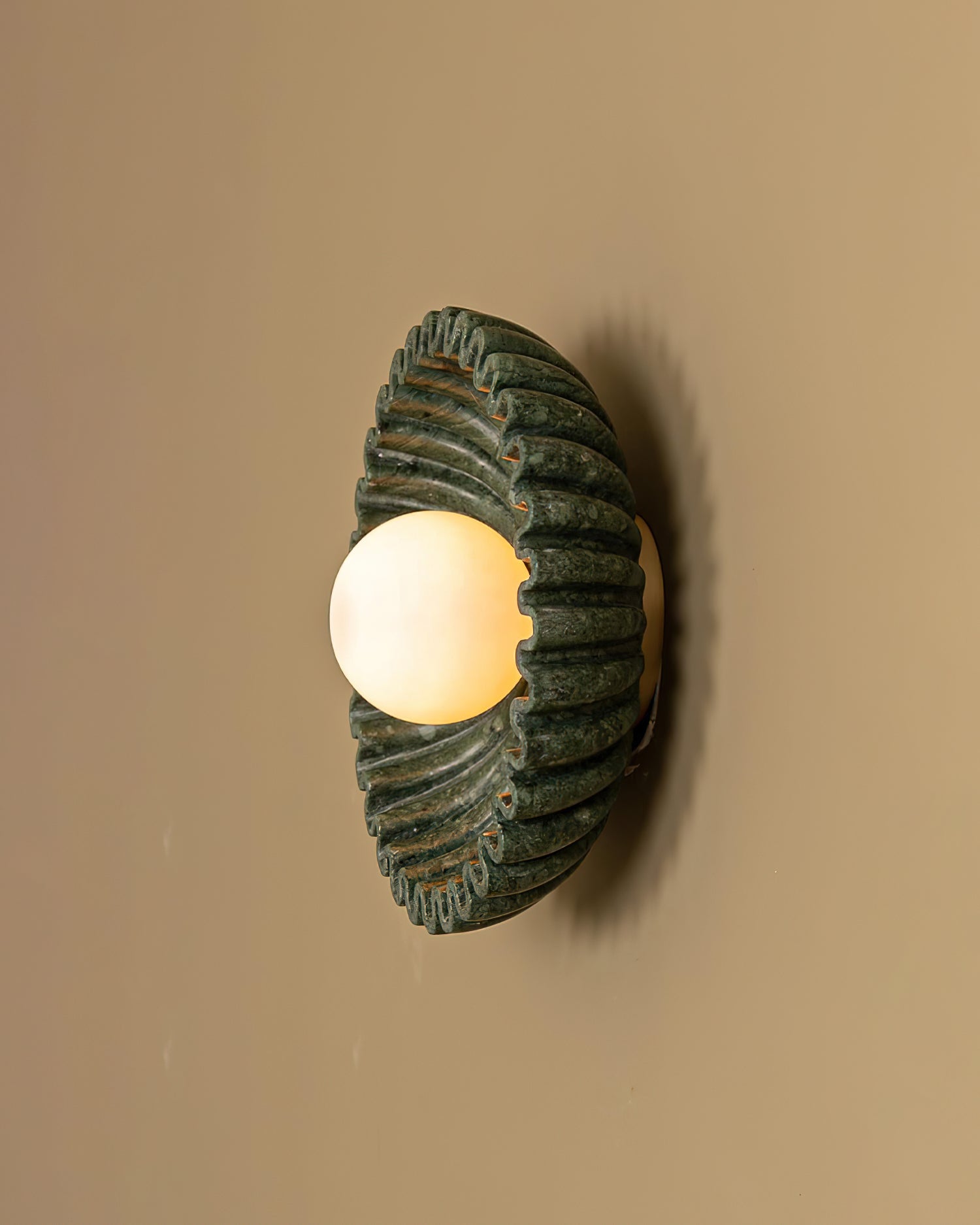 Wall Lamp Ceramics and Glass Dark Green White Black Beige Sculptural