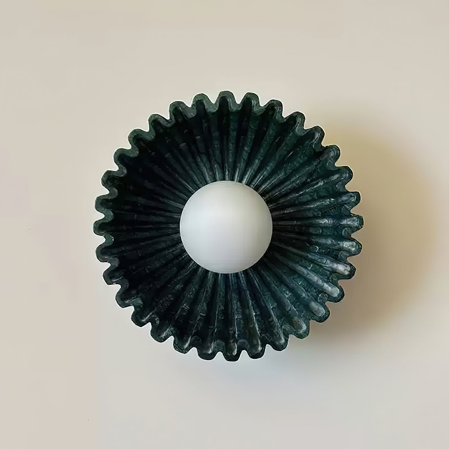 Wall Lamp Ceramics and Glass Dark Green White Black Beige Sculptural